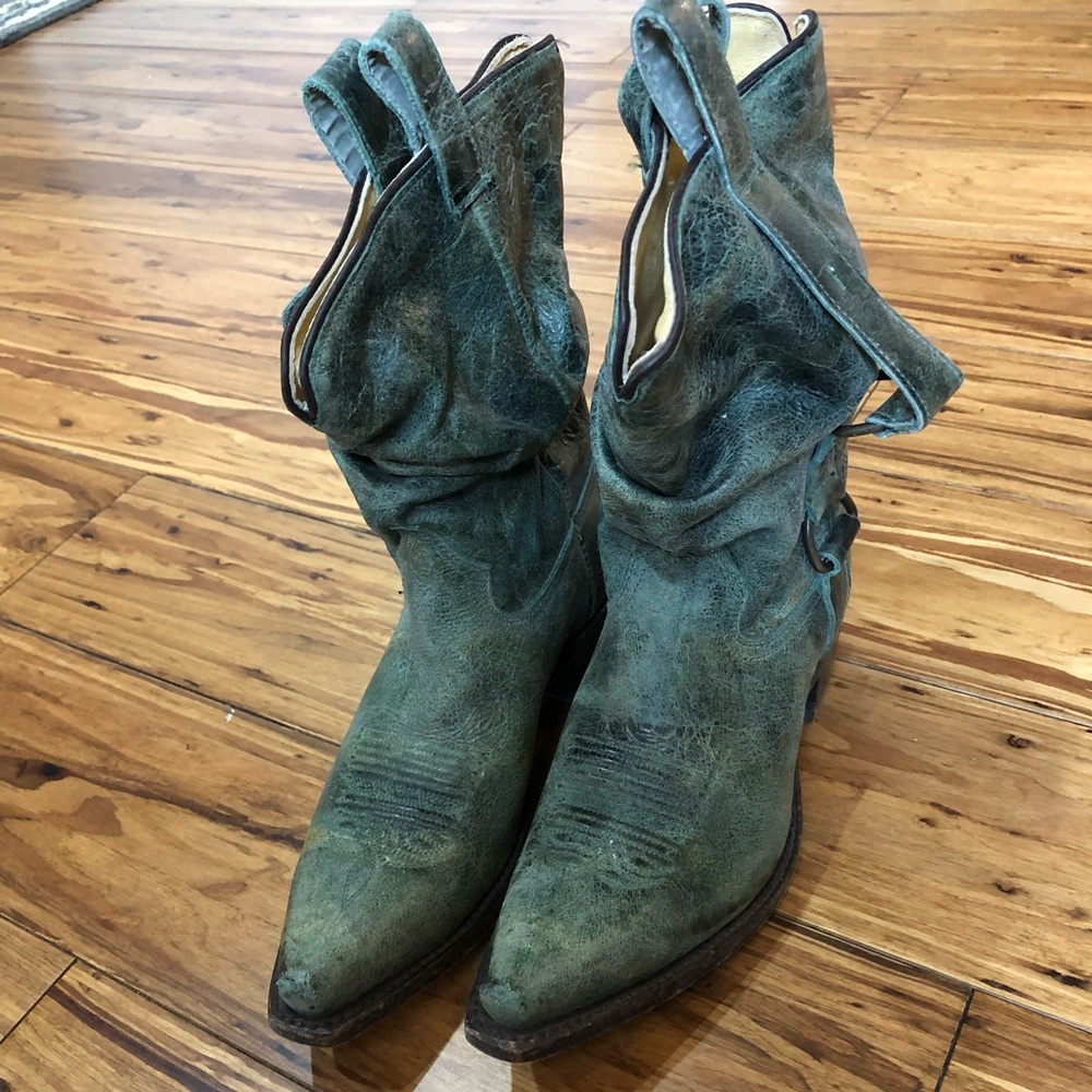Green Leather Sundance Boots Sz 6 1/2 M
